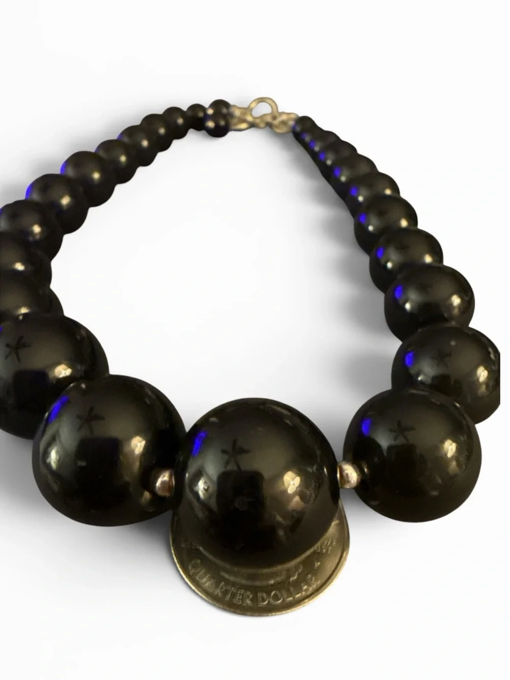 Vintage Monet Black Bead Necklace & Bracelet Set | Graduated Beads
